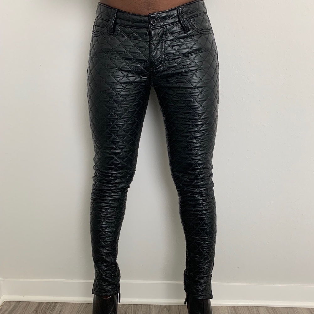Faux Leather Biker Pants